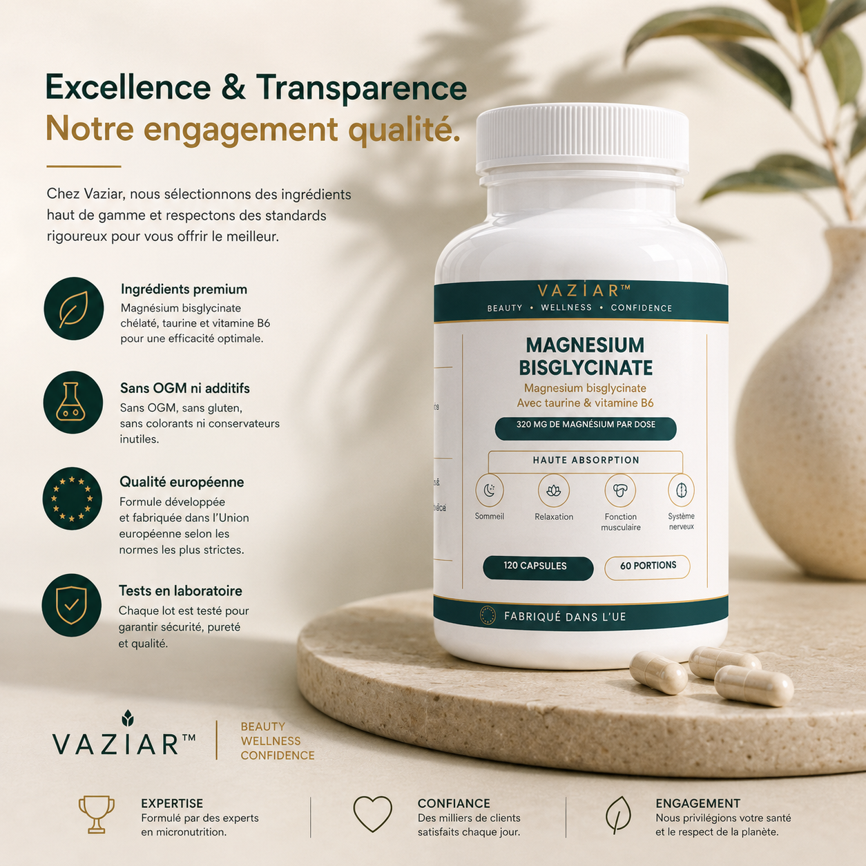 Magnésium Bisglycinate 120 Capsules